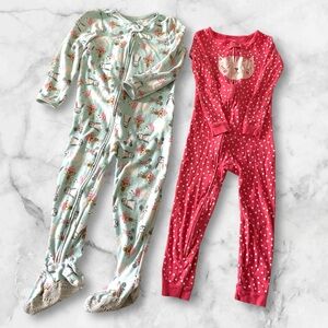 2 Piece Bundle Of Carter’s Baby Girl Fleece Sleepers Size 5T One Piece